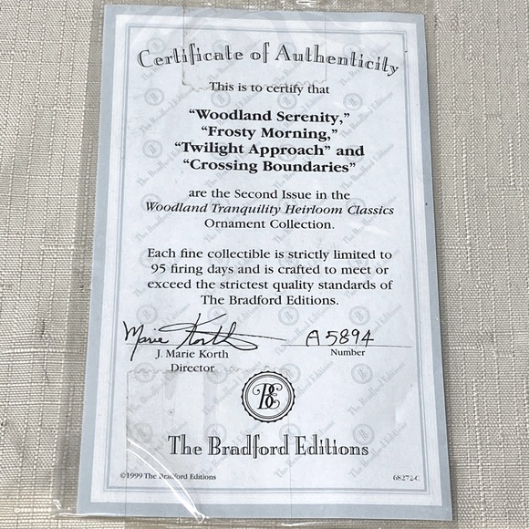 Bradford Edition Set 4 Woodland Tranquility Ornament Collection, 1999 - Picture 6 of 7